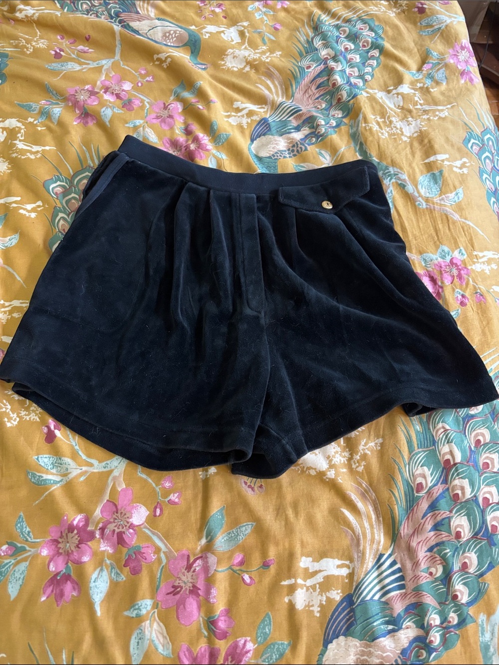 Sonia Rykiel Black Velvet High-Waist Pleated Shorts
